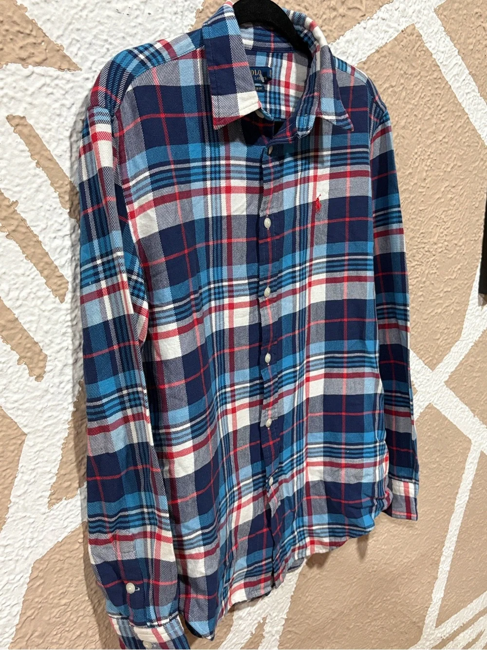 Polo Ralph Lauren Plaid Flannel Button Down Shirt Men's Medium NWOT Blue Red